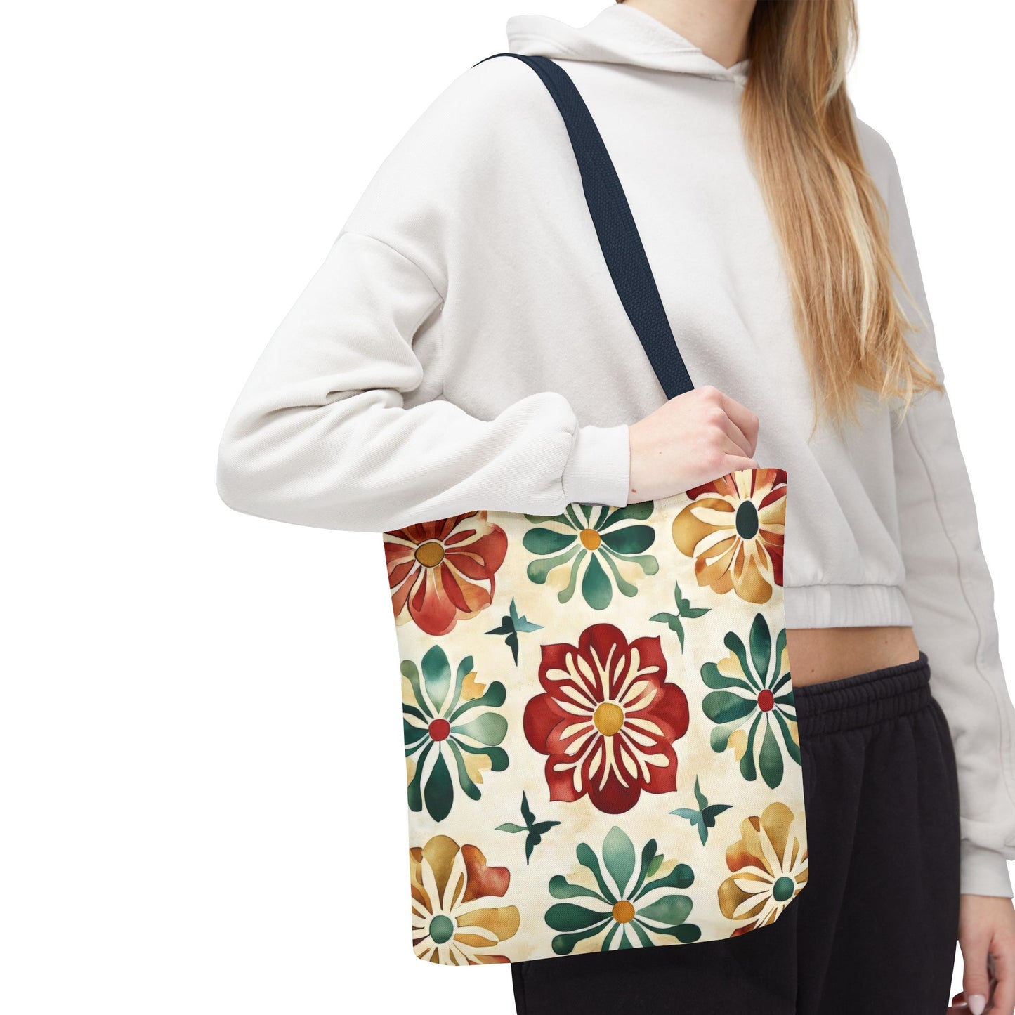 Boho Floral Tote Bag, Stylish Canvas Shopper, Eco-Friendly Bag, Beach, Travel, Grocery, Gift for Her