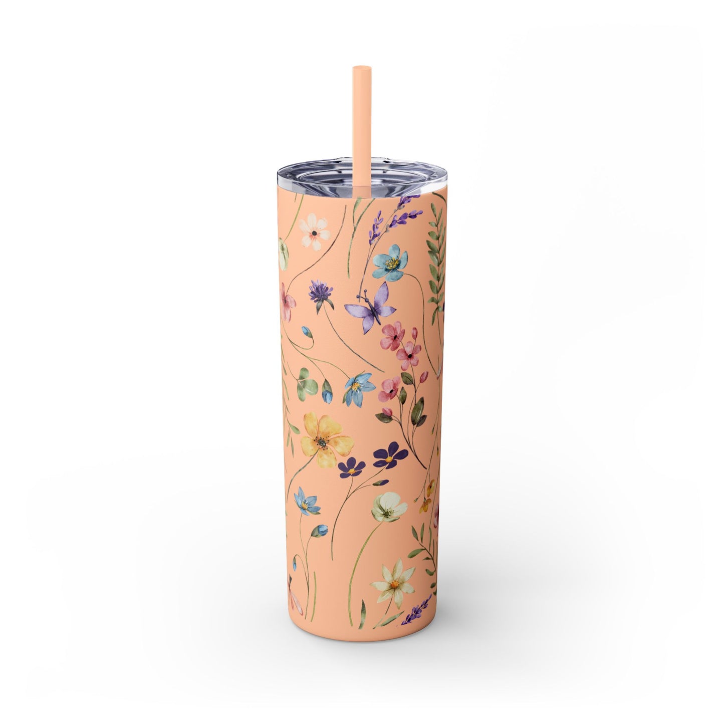 Floral Skinny Tumbler with Straw, 20oz | Elegant Drinkware for Floral Lovers, Eco-Friendly Travel Mug, Perfect Gift for Her, Wedding, [...]