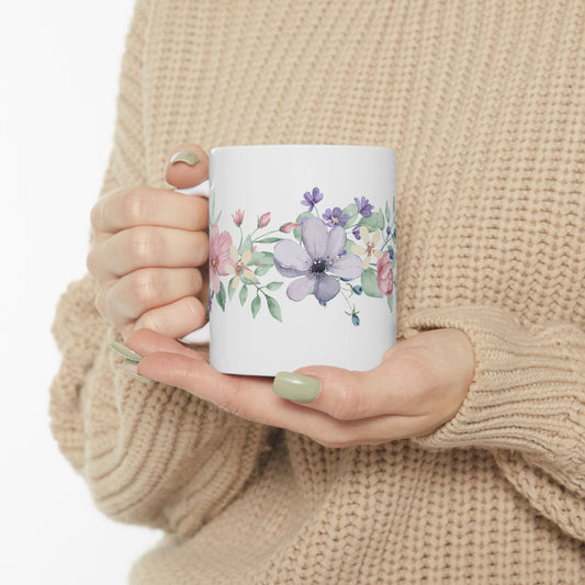 Floral Ceramic Mug - Botanical Coffee Cup, Flower Tea Mug, Gift for Her, Spring Decor, Mother's Day Present