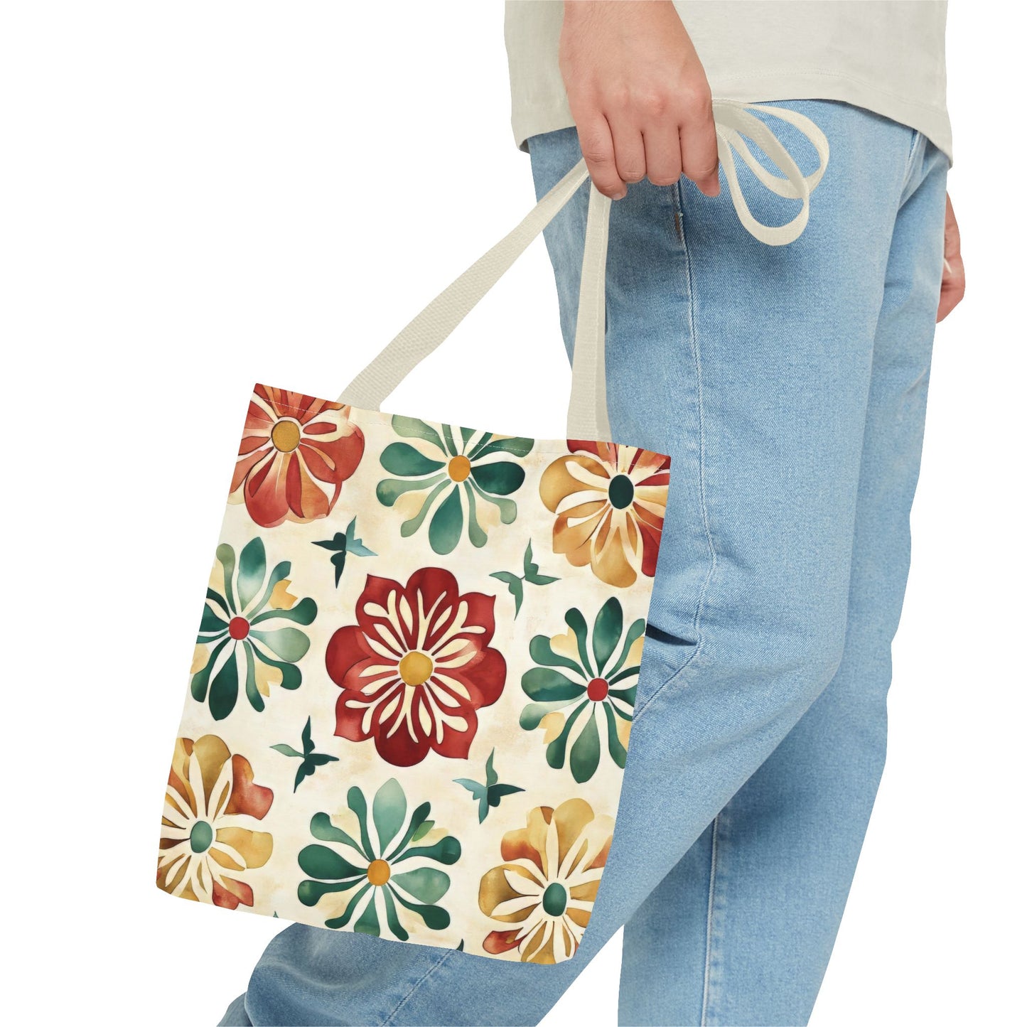 Boho Floral Tote Bag, Stylish Canvas Shopper, Eco-Friendly Bag, Beach, Travel, Grocery, Gift for Her