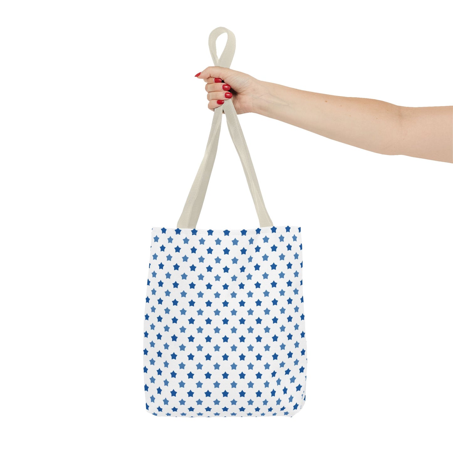 Blue Star Pattern Tote Bag, Stylish Reusable Tote, Shopping Bag, Beach Bag, Gift for Her, Eco-Friendly Accessories