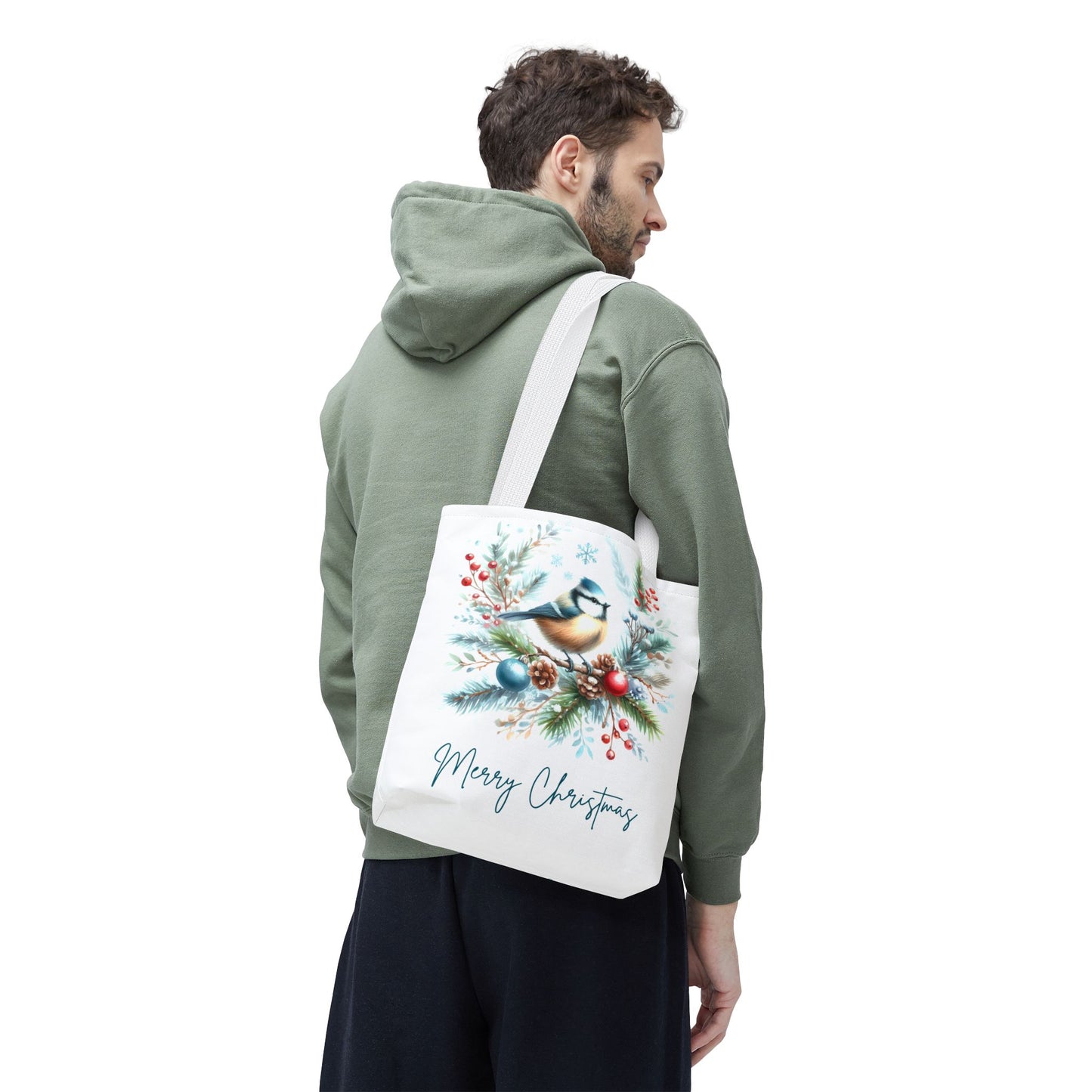 Merry Christmas Bird Design Tote Bag