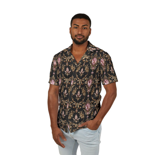 Stylish Hawaiian Camp Shirt for Men, Tropical Shirt, AOP Pattern Summer Wear, Beach Vacation Clothes, Casual Fashion Top