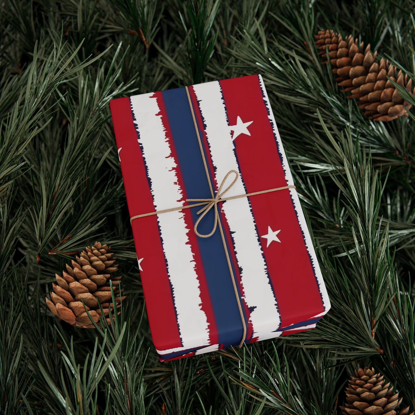 Patriotic Wrapping Paper | Red White Blue Gift Wrap for Independence Day, Memorial Day, Birthday, Holiday Events