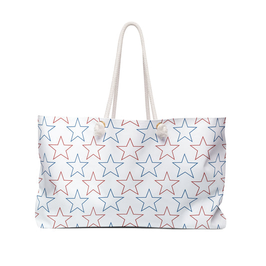 Patriotic Star Weekender Bag, Stylish Travel Tote, Perfect for Vacations, Gym, Beach Days, 4th of July or Summer Getaways