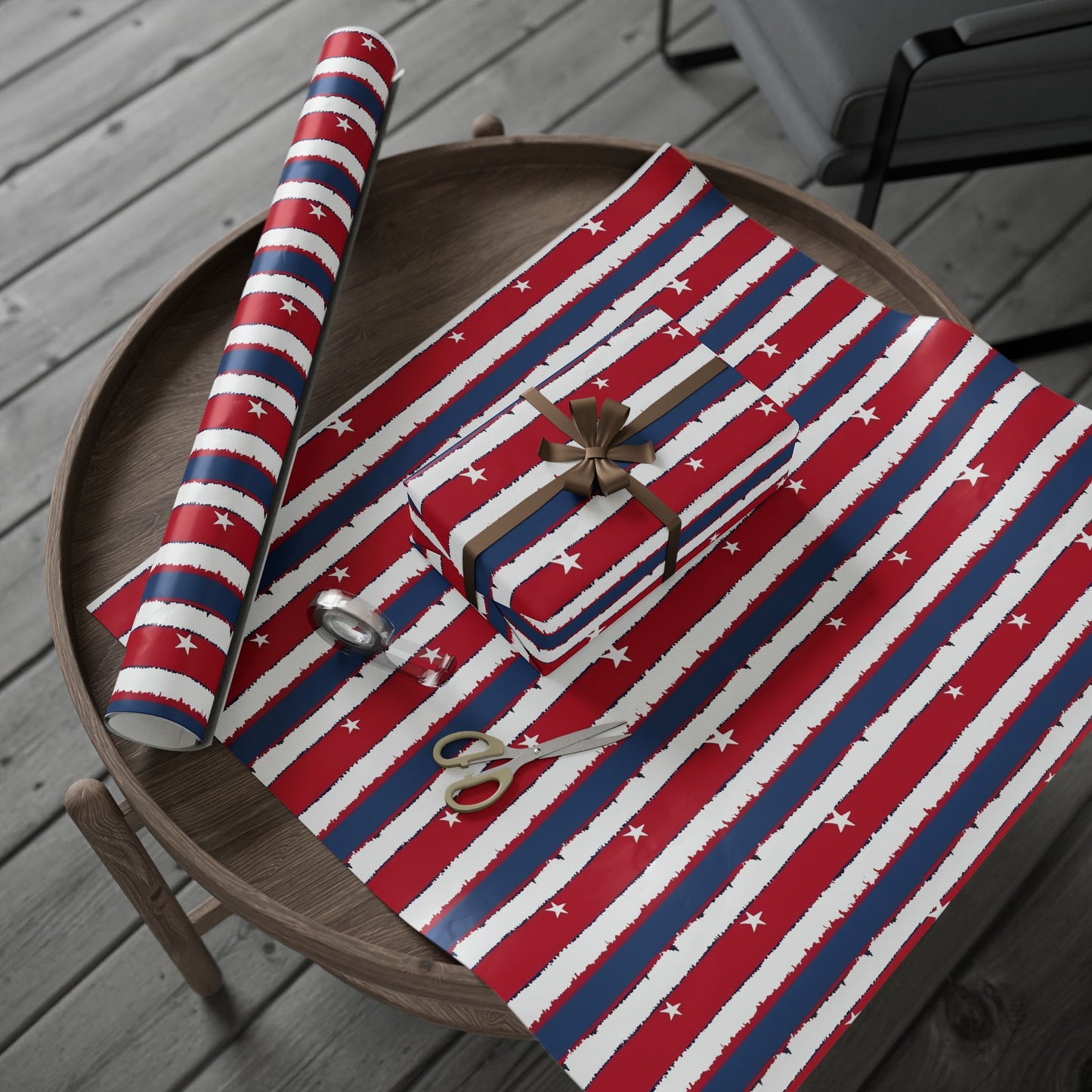 Patriotic Wrapping Paper | Red White Blue Gift Wrap for Independence Day, Memorial Day, Birthday, Holiday Events
