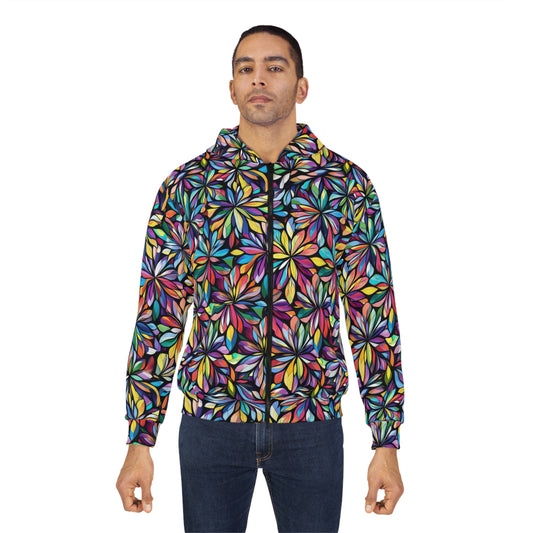 Colorful Floral Unisex Zip Hoodie – Cozy Comfort, Boho Style, Perfect for Autumn, Gifts for Him/Her, Everyday Wear, Festival Fashion