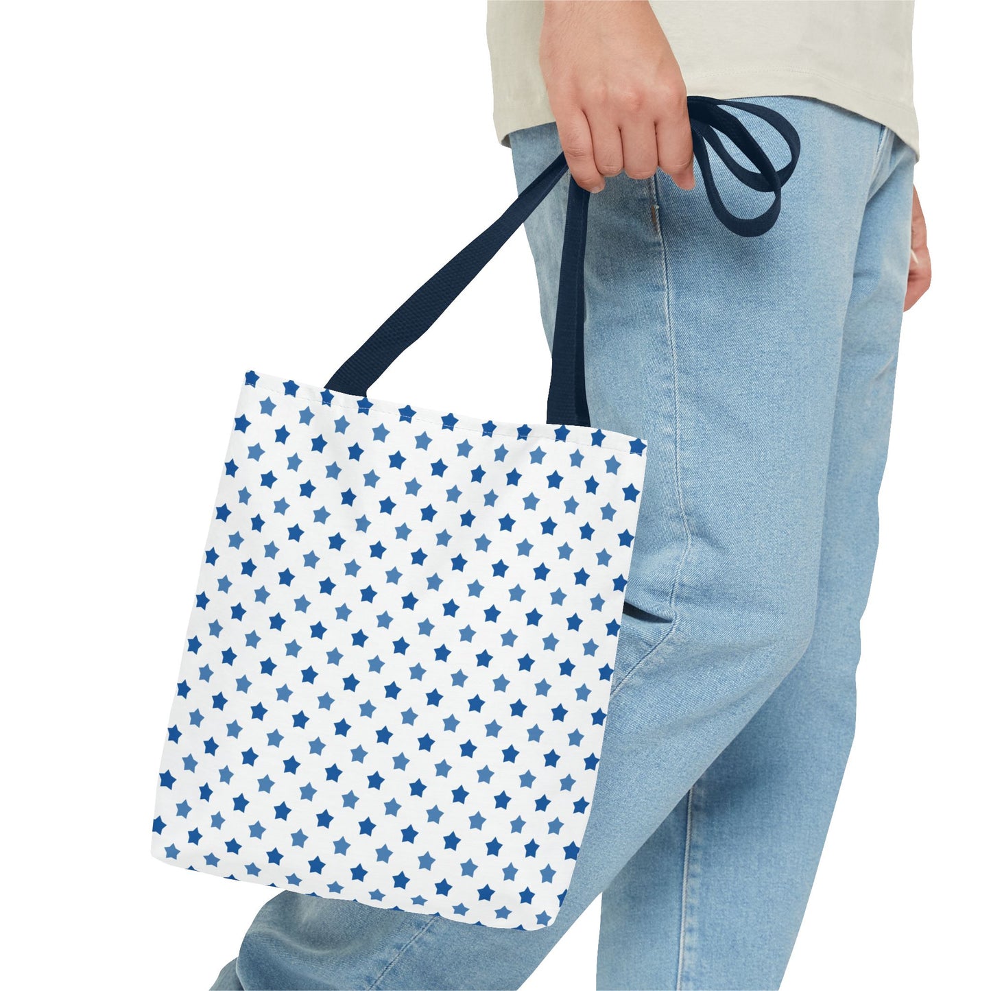 Blue Star Pattern Tote Bag, Stylish Reusable Tote, Shopping Bag, Beach Bag, Gift for Her, Eco-Friendly Accessories