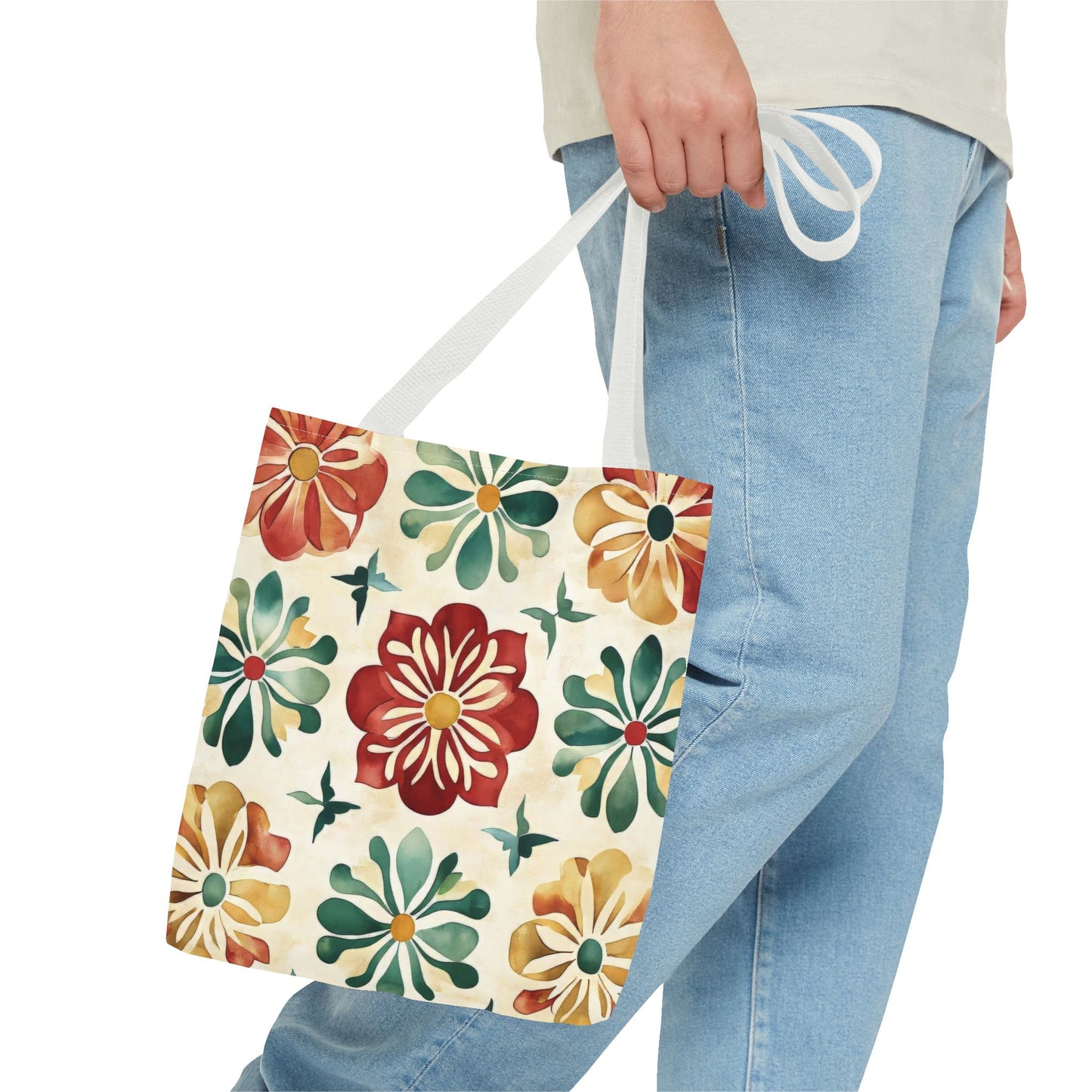 Boho Floral Tote Bag, Stylish Canvas Shopper, Eco-Friendly Bag, Beach, Travel, Grocery, Gift for Her