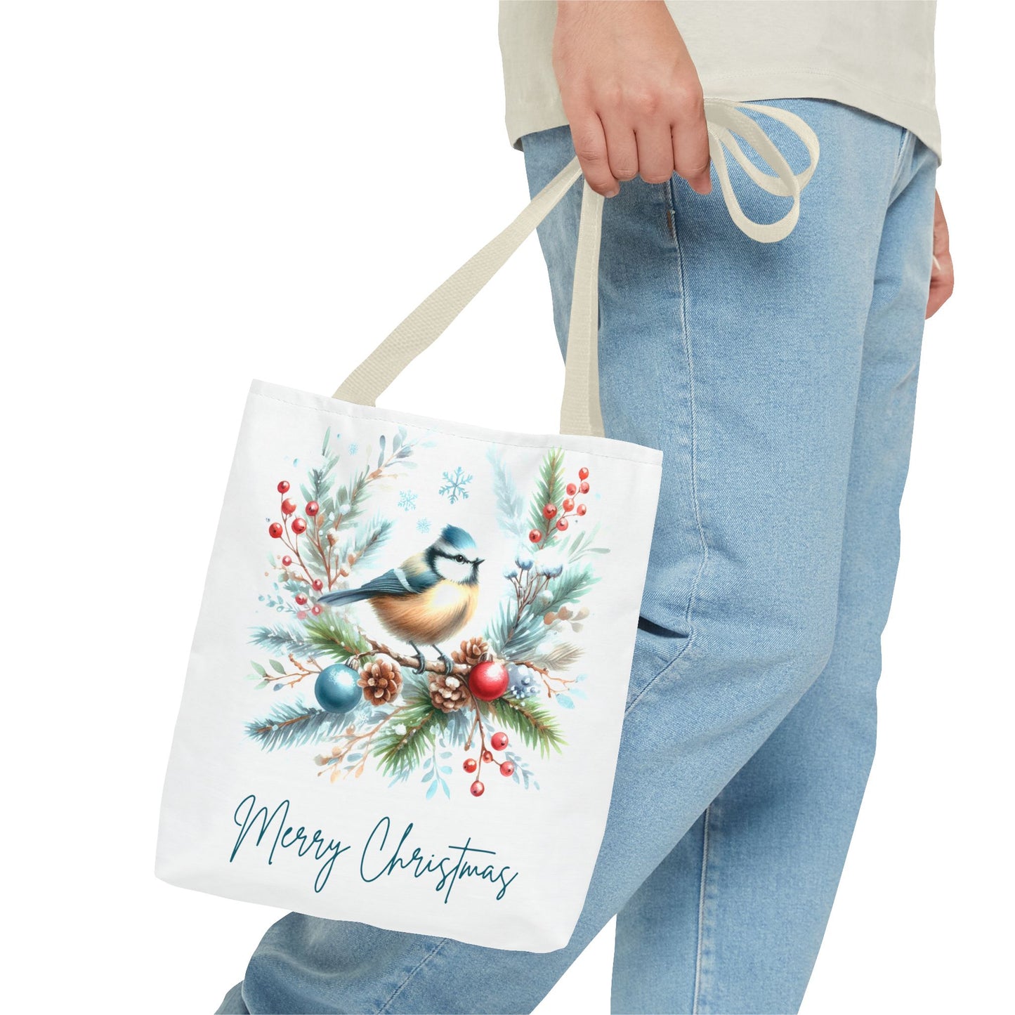 Merry Christmas Bird Design Tote Bag