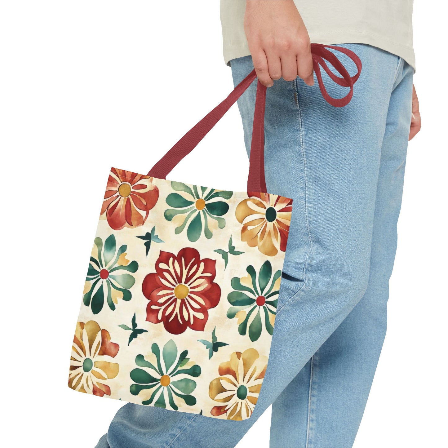 Boho Floral Tote Bag, Stylish Canvas Shopper, Eco-Friendly Bag, Beach, Travel, Grocery, Gift for Her