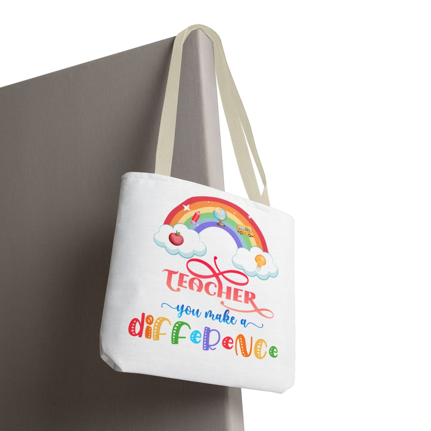 Teacher Appreciation Tote Bag, Inspirational Gift for Educators, Rainbow Design, School Bag, End of Year Present, Birthday Gift