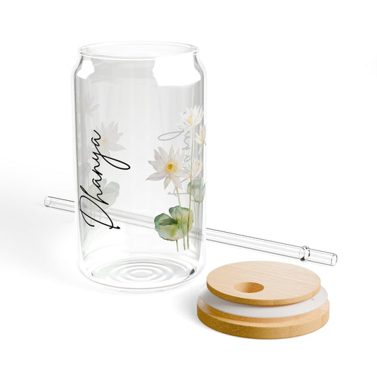 Floral-Designed Sipper Glass, 16oz, Clear Beverage Container, Eco-Friendly Drinking Glass, Perfect for Home Decor, Gift for Nature [...]