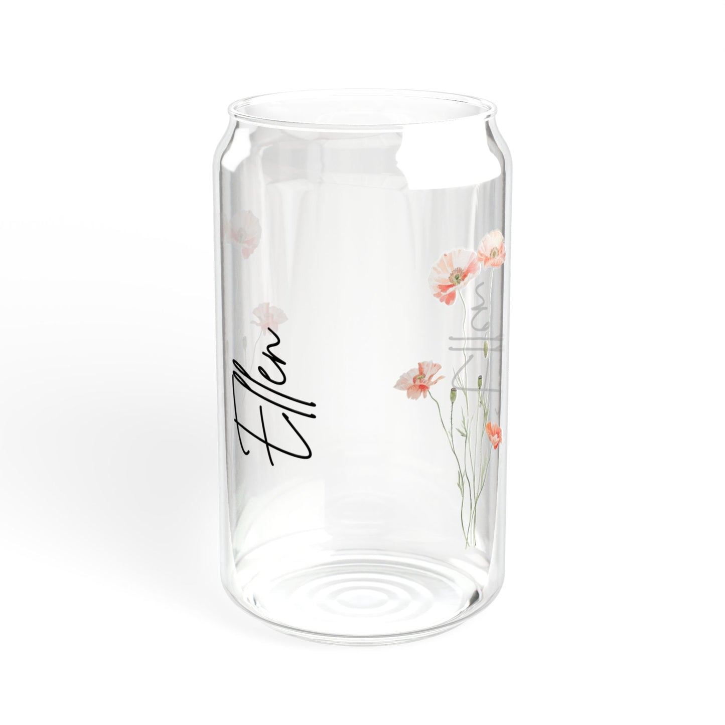 Personalized Floral Sipper Glass, 16oz Drinkware, Eco-Friendly Water Bottle, Cute Gift, Home Decor, Customizable