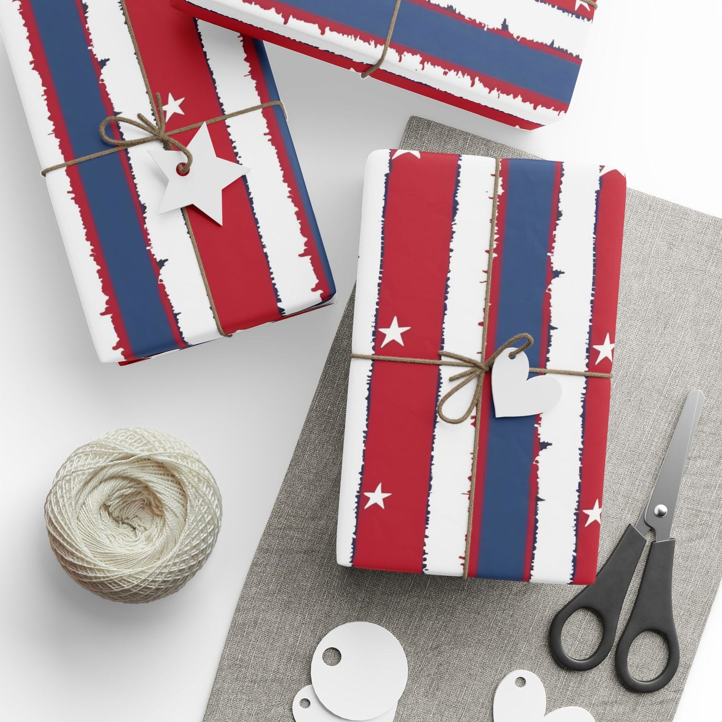 Patriotic Wrapping Paper | Red White Blue Gift Wrap for Independence Day, Memorial Day, Birthday, Holiday Events