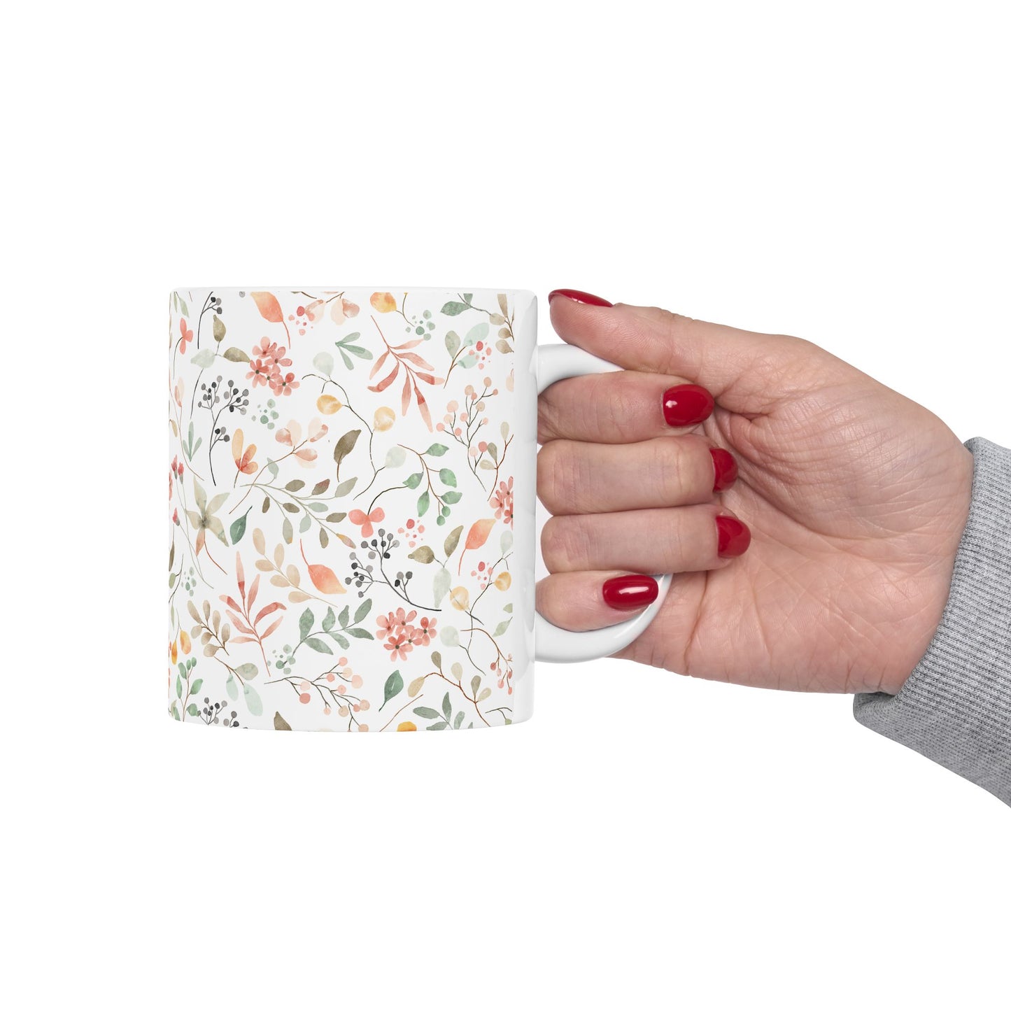 Floral Ceramic Mug - Cozy Coffee Cup, Tea Lover Gift, Home Decor, Housewarming Present, Nature Inspired Drinkware