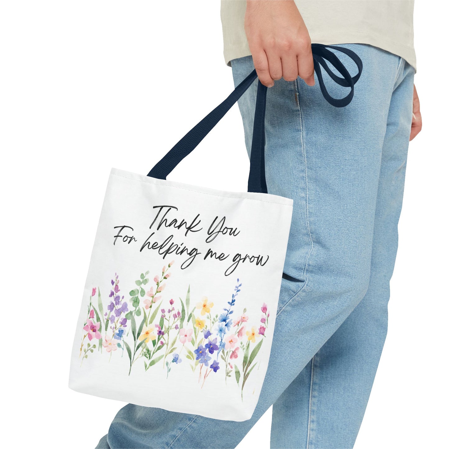 Thank You Floral Tote Bag, Appreciation Gift, Eco-Friendly Bag, Wedding Favor, Teacher's Gift, Summer Tote, Gardening Accessory
