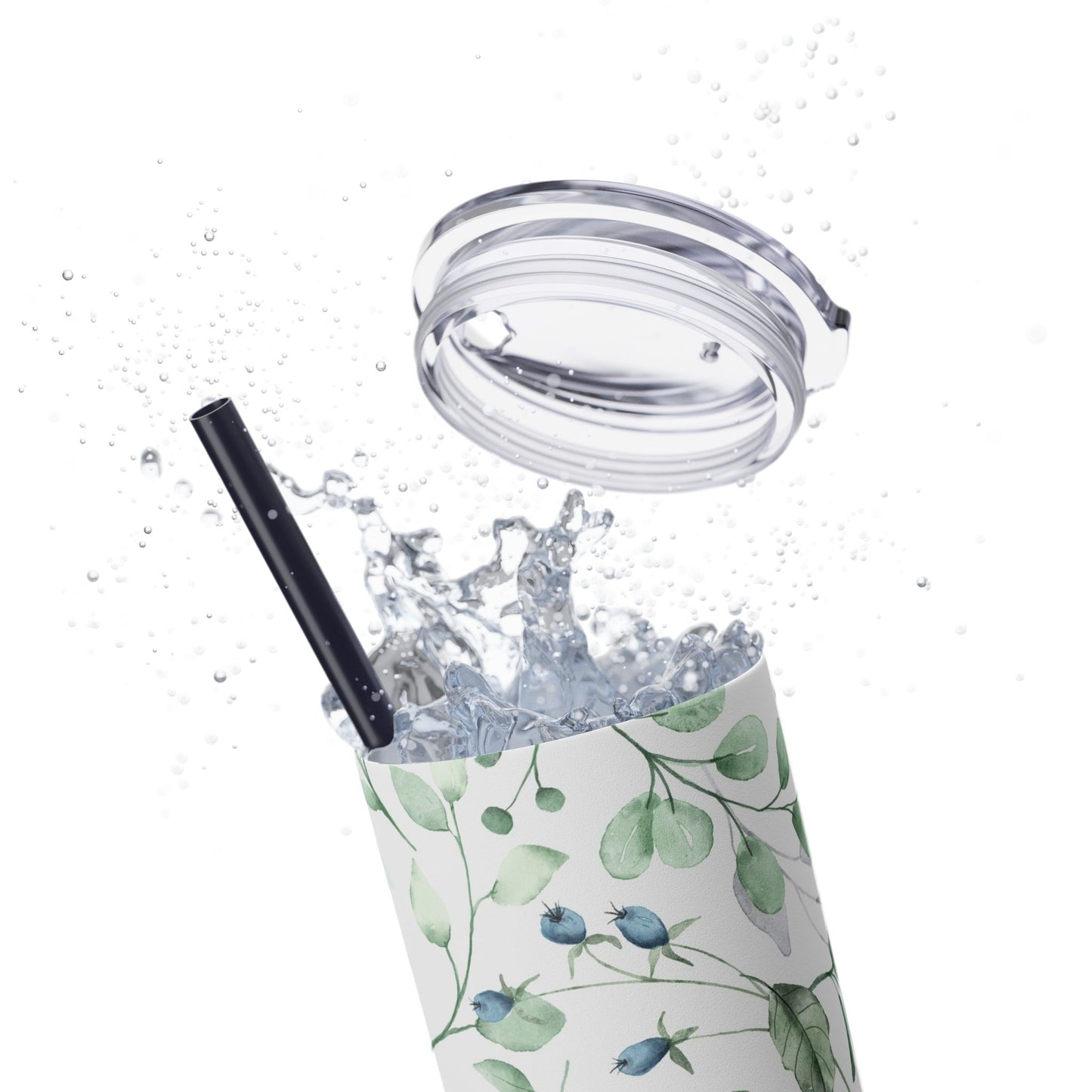 Floral Skinny Tumbler, 20oz Stainless Steel Travel Mug, Eco-Friendly Drinkware, Gift for Her, Summer Hydration, Botanical Design