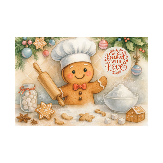 Gingerbread Chef Canvas Print - Baked with Love Holiday Decor 3 Different Designs