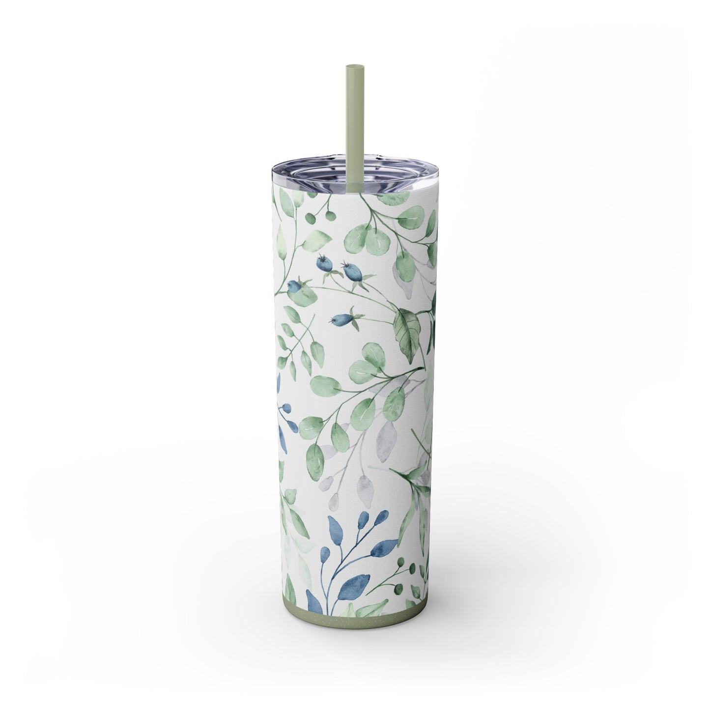 Floral Skinny Tumbler, 20oz Stainless Steel Travel Mug, Eco-Friendly Drinkware, Gift for Her, Summer Hydration, Botanical Design