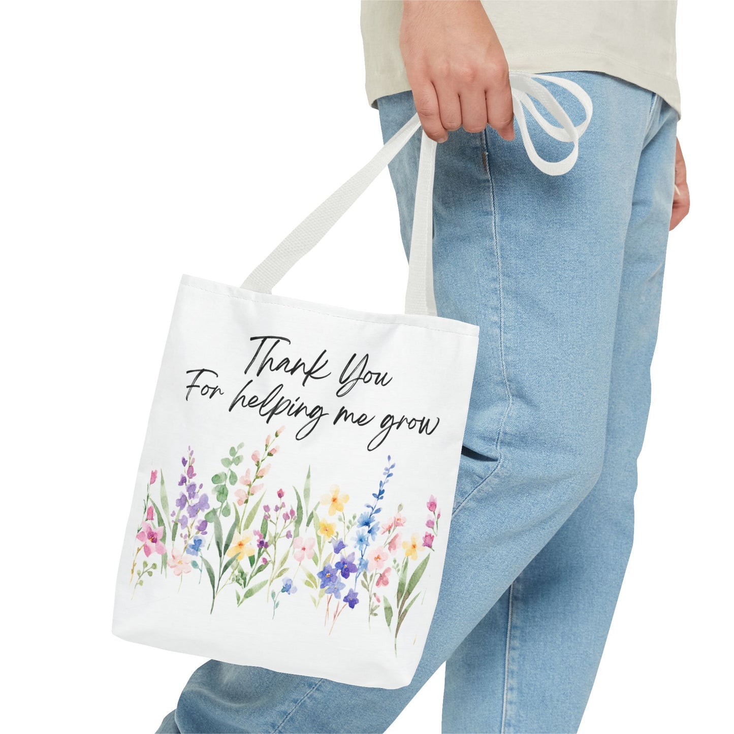 Thank You Floral Tote Bag, Appreciation Gift, Eco-Friendly Bag, Wedding Favor, Teacher's Gift, Summer Tote, Gardening Accessory