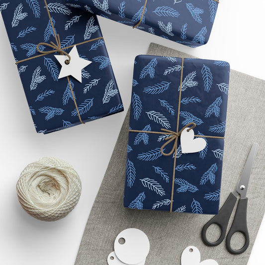 Elegant Floral Wrapping Paper, Gift Wrap for Birthdays, Holidays, Special Occasions, Eco-Friendly, Blue and White Design