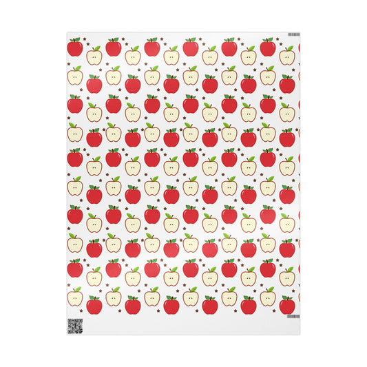 Apple-Themed Wrapping Paper, Cute Gift Wrap for Birthdays, Holidays, Teacher Gifts, Fall Celebrations, Party Supplies
