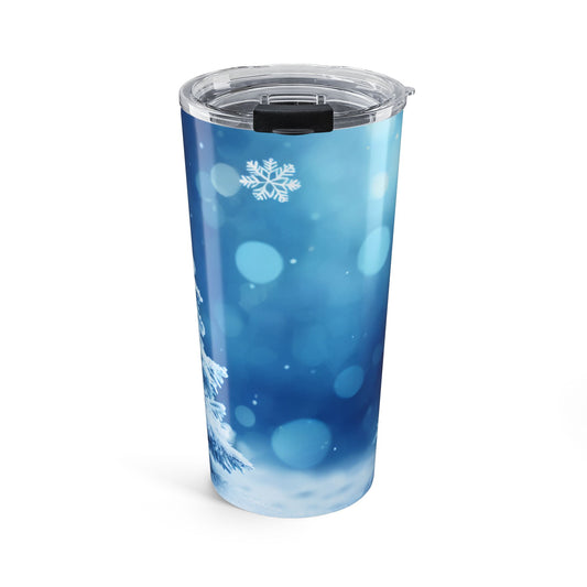 Winter Wonderland 20oz Tumbler - Blue Snowflakes & Christmas Tree Design