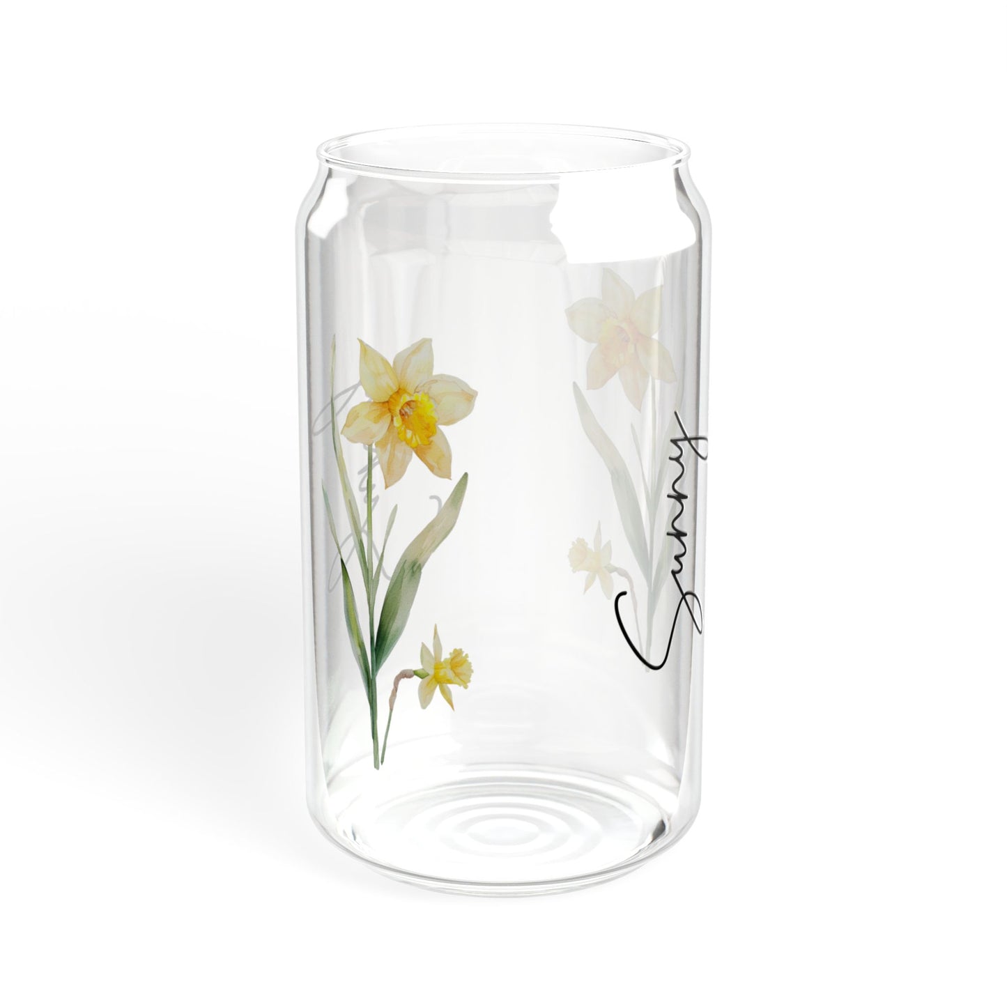 Sunny Floral Sipper Glass, 16oz - Eco-Friendly Drinkware, Travel Water Bottle, Summer Party Decor, Gift for Her, Flower Lover's Mug