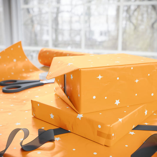 Bright Stars Wrapping Paper - Fun Gift Wrap for Birthdays, Holidays, Baby Showers, Celebrations, Special Occasions - Cheerful Decor