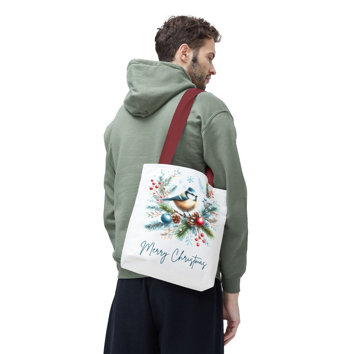 Merry Christmas Bird Design Tote Bag