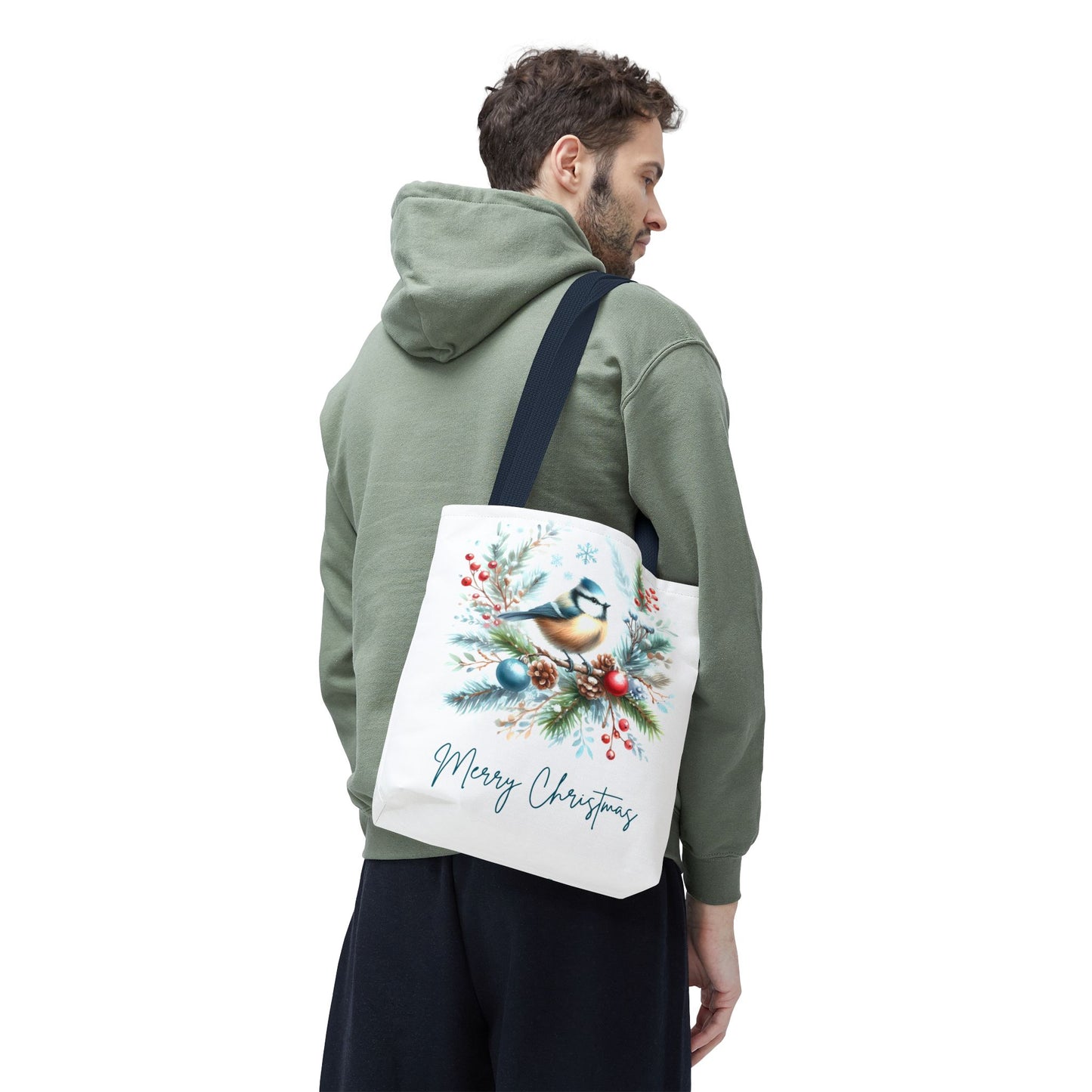 Merry Christmas Bird Design Tote Bag