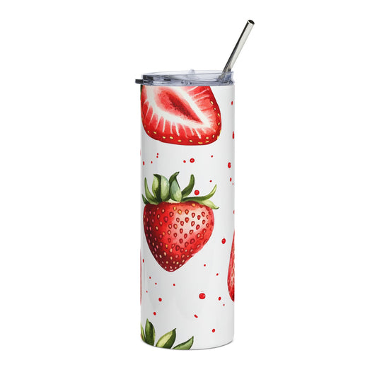 Strawberry Pattern Stainless Steel Tumbler, 20oz | Fun Drinkware for Summer, Gift for Mom, Fruity Design for Birthdays, Eco-friendly, [...]