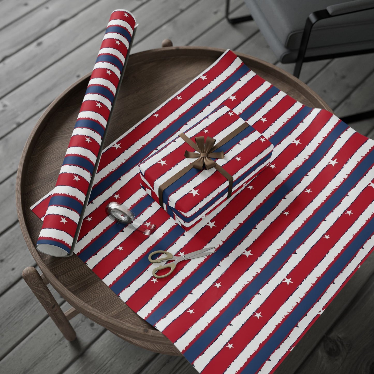 Patriotic Wrapping Paper | Red White Blue Gift Wrap for Independence Day, Memorial Day, Birthday, Holiday Events
