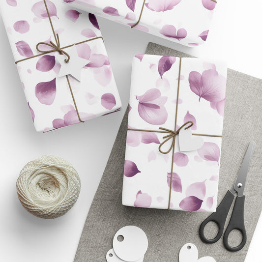 Elegant Floral Wrapping Paper, Gift Wrap for Weddings, Birthdays, and Special Occasions, Light Purple Petal Design