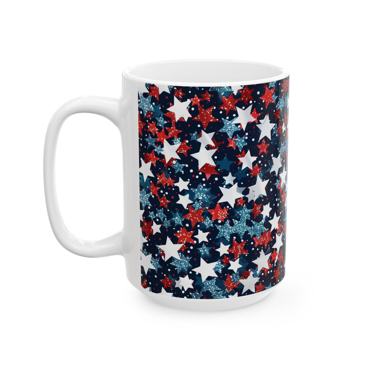 Patriotic Star Ceramic Mug, Coffee Cup, Tea Mug, Gifts for Her, Independence Day, American Flag Inspired