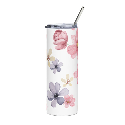 Floral Stainless Steel Tumbler | 20oz Travel Mug | Eco-Friendly Drinkware | Gift for Her | Summer Vibes | Coffee and Tea Cup