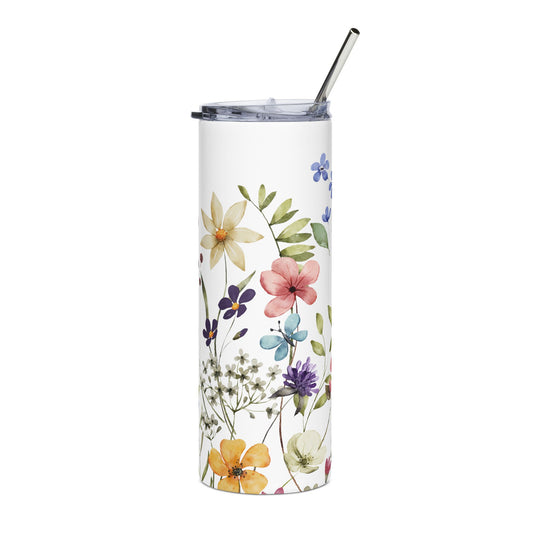 Floral Stainless Steel Tumbler - 20oz, Eco-Friendly Drinkware, Travel Mug, Gift for Her, Summer Beverage Holder, Floral Design