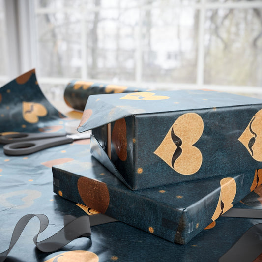 Heart Pattern Wrapping Paper, Romantic Gift Wrap, Valentine's Day, Birthday Present, Eco-Friendly Packaging, Rustic Decor