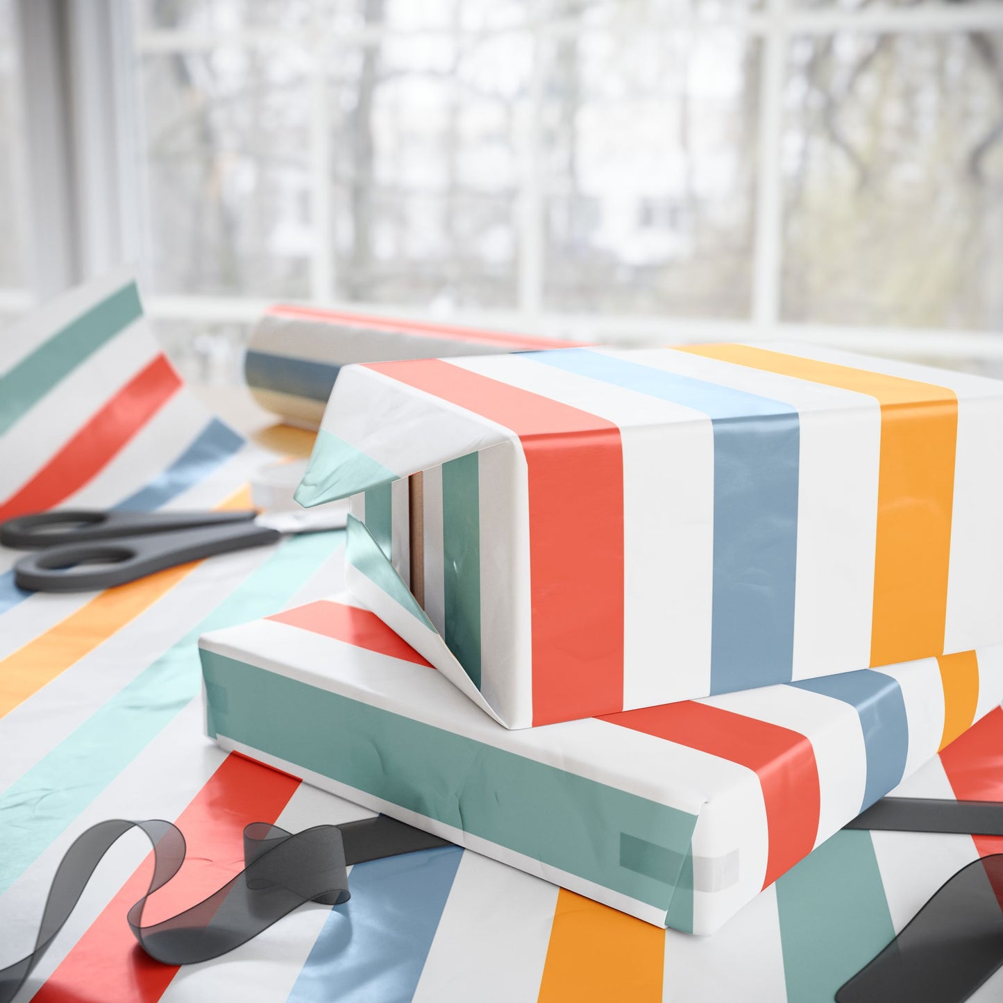 Colorful Striped Wrapping Paper, Gift Wrap for Birthdays, Holidays, and Celebrations, Eco-Friendly Gift Wrap Rolls, Versatile [...]