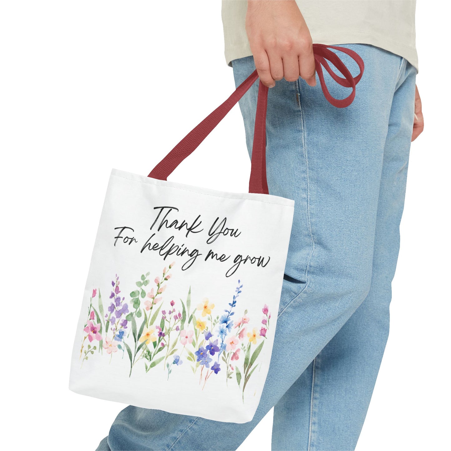 Thank You Floral Tote Bag, Appreciation Gift, Eco-Friendly Bag, Wedding Favor, Teacher's Gift, Summer Tote, Gardening Accessory