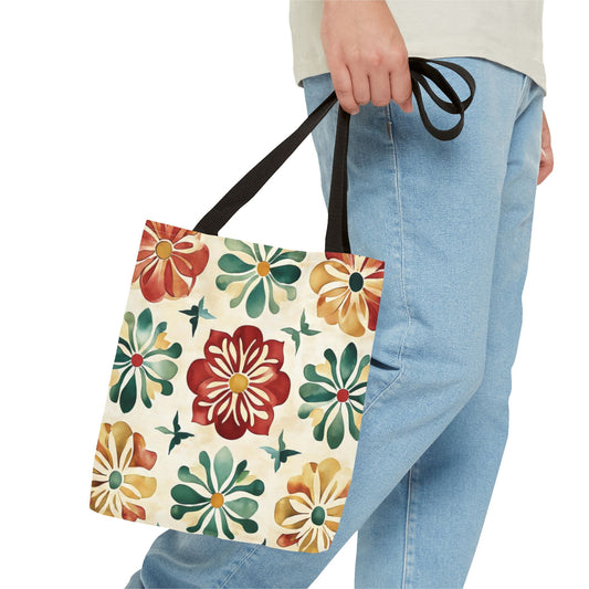 Boho Floral Tote Bag, Stylish Canvas Shopper, Eco-Friendly Bag, Beach, Travel, Grocery, Gift for Her