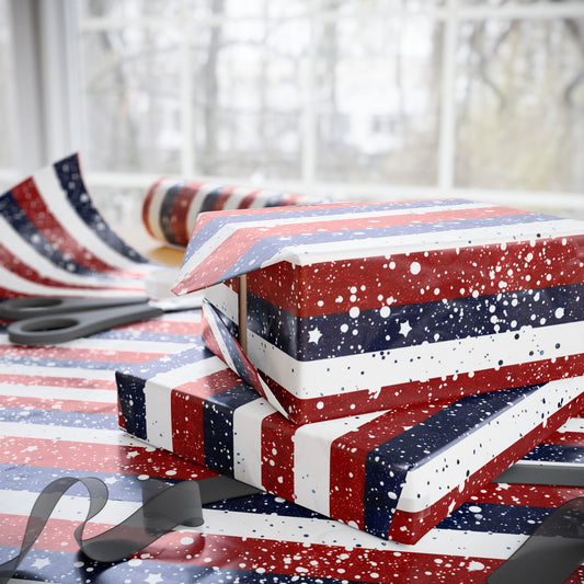 Patriotic Wrapping Paper for Holidays - Festive Gift Wrap, Independence Day, Memorial Day, Birthday, All Occasions