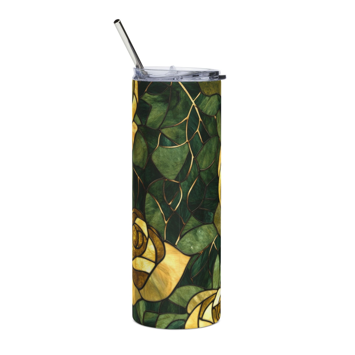 Elegant Floral Stainless Steel Tumbler, 20oz | Insulated Travel Mug | Perfect Gift for Tea and Coffee Lovers, Nature Lovers, Home Decoration