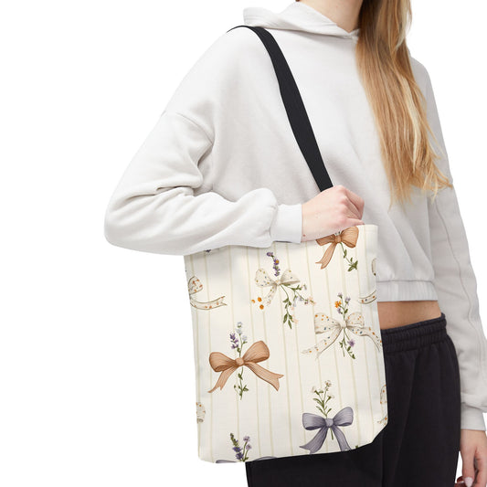 Charming Floral Tote Bag, Gift Bag for Her, Spring Tote, Shopping Bag, Everyday Carryall, Eco-Friendly Bag