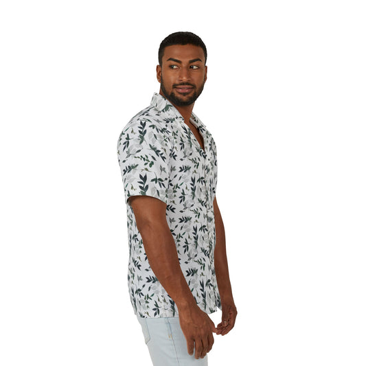 Tropical Leaf Men's Hawaiian Shirt | Summer Vacation Top, Beach Wear, Casual Shirt, Gift for Him, Relaxed Fit