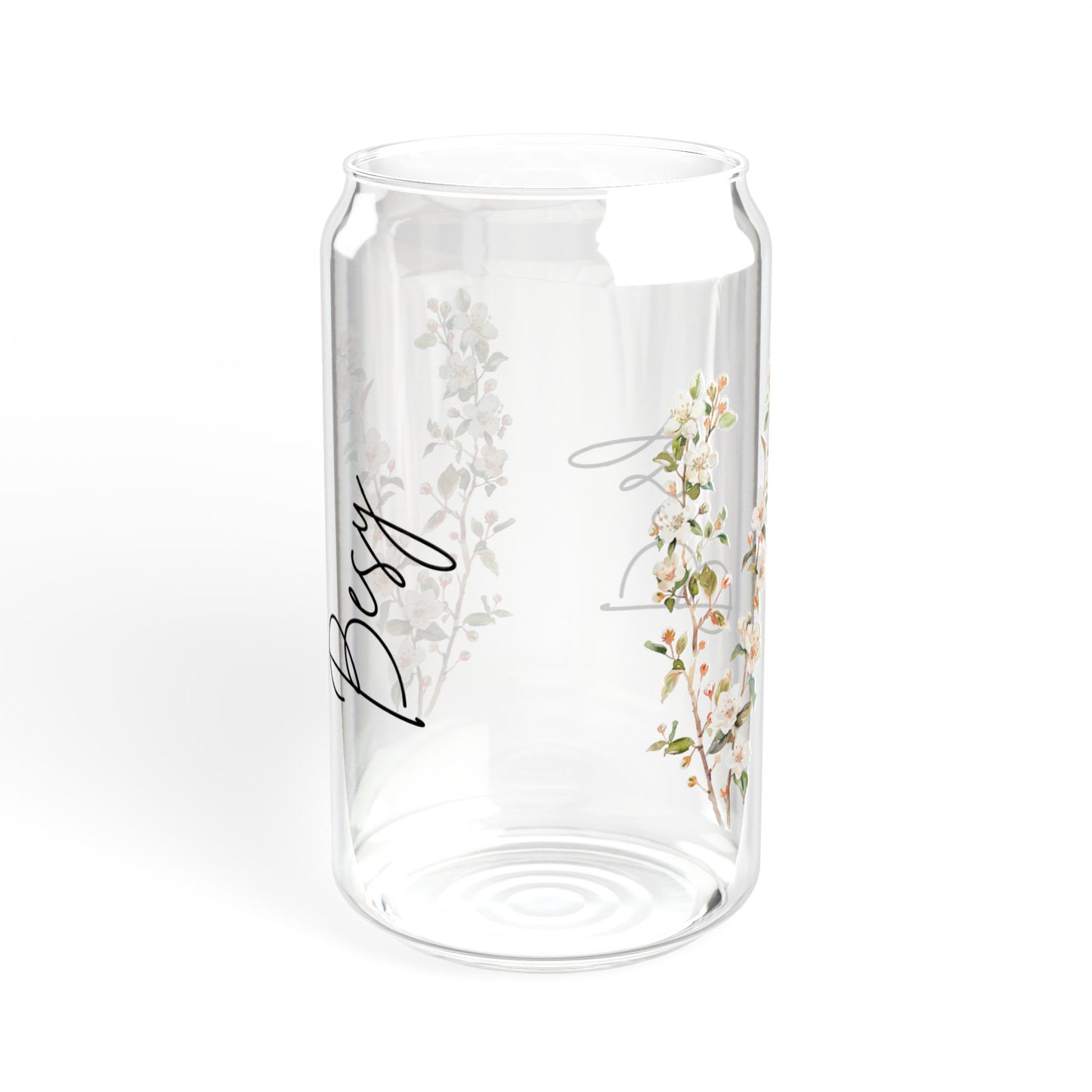 Floral Sipper Glass, 16oz | Eco-Friendly Drinkware, Perfect for Summer, Water Bottle, Clear Glass Cup, Gift for Friends