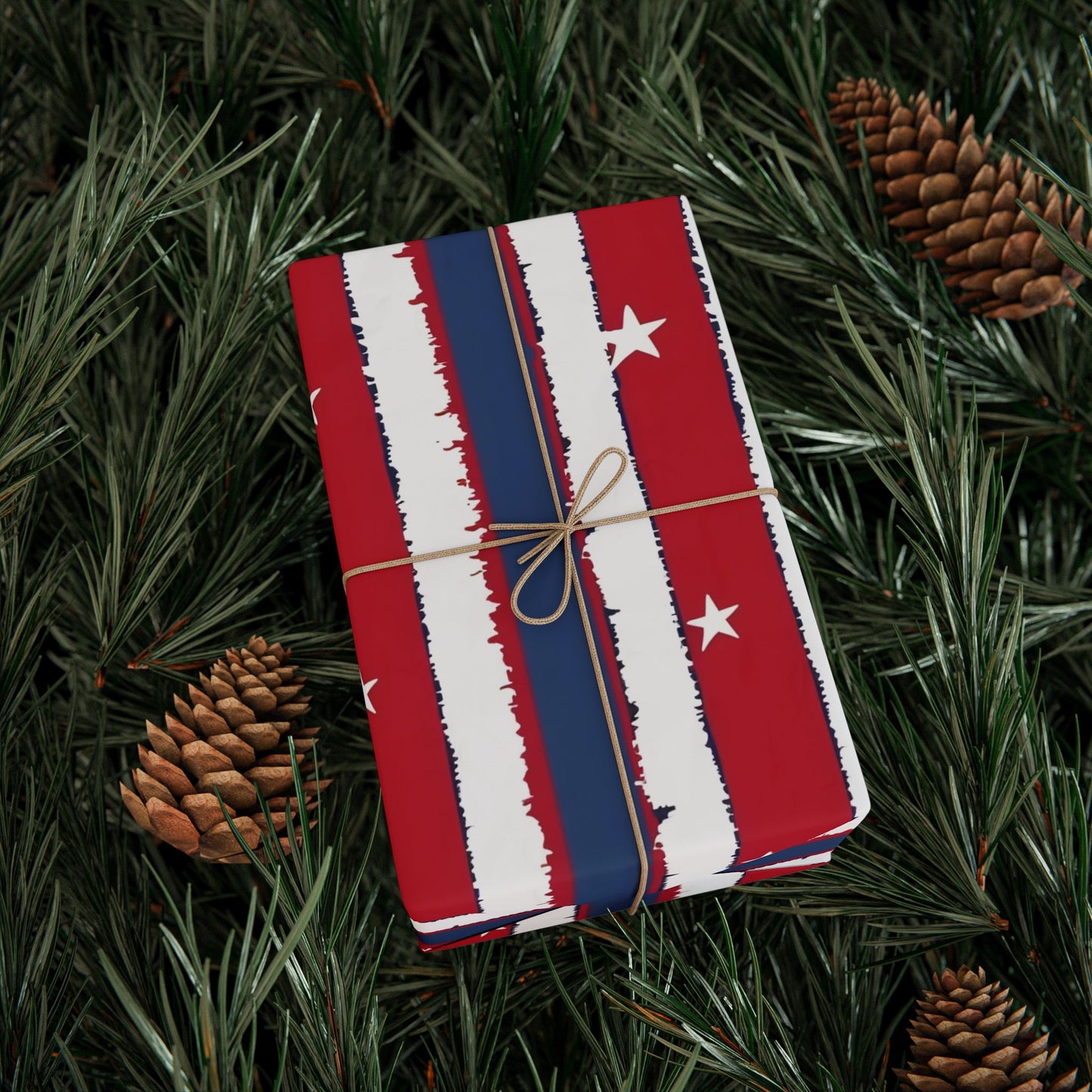 Patriotic Wrapping Paper | Red White Blue Gift Wrap for Independence Day, Memorial Day, Birthday, Holiday Events