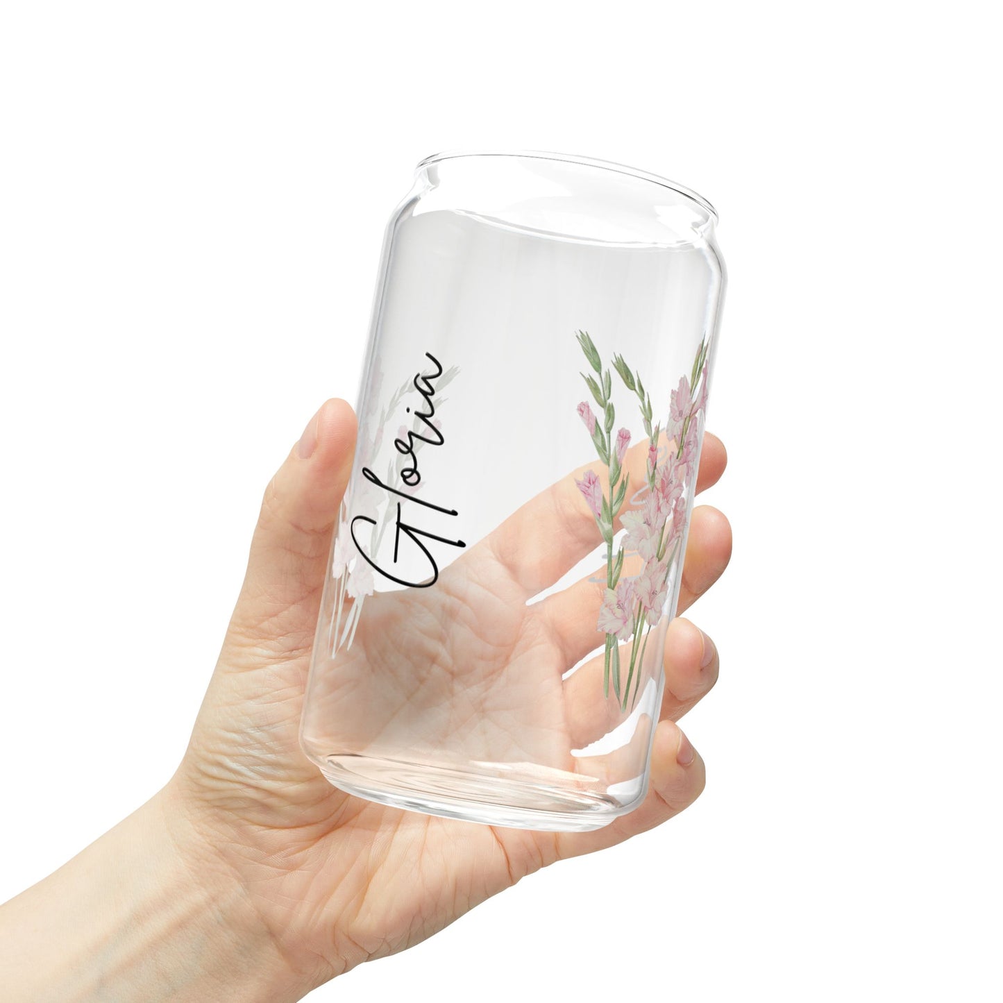 Floral Sipper Glass, Personalized Drinkware, Eco-friendly Beverage Container, Gift for Her, Summer Coolers, Wedding Favors, Floral Decor