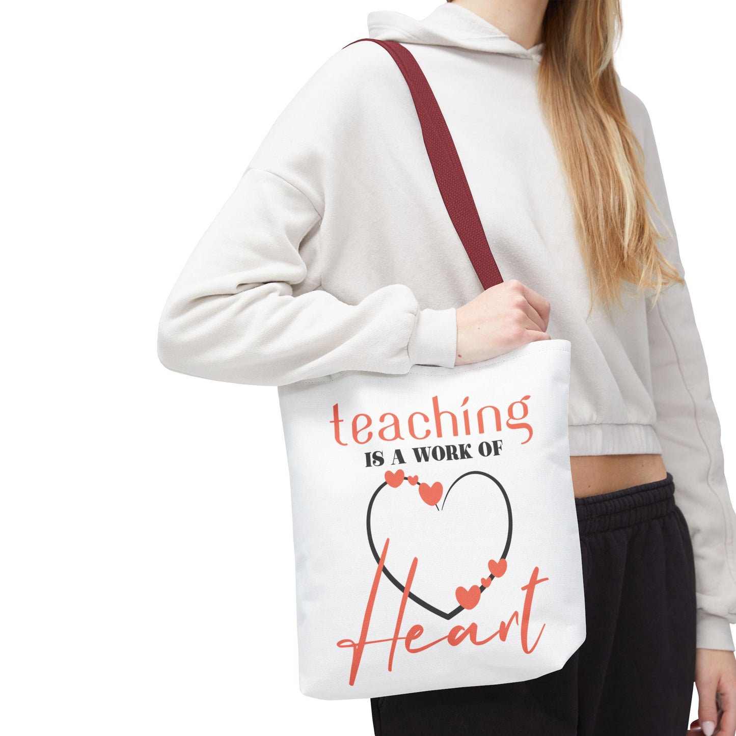 Teaching Tote Bag – A Work of Heart, Perfect for Teachers, Back to School, Classroom Essentials, Gift for Educators, Eco-Friendly Tote
